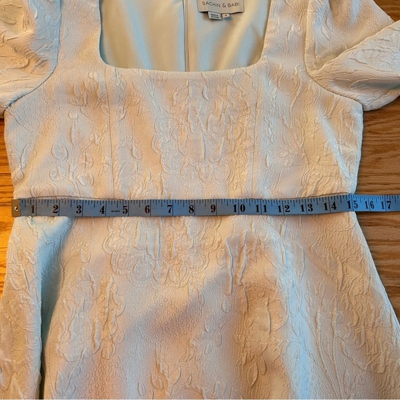 Sachin + Babi Rhinebeck Mini Dress Puff Sleeve Light Blue Mint 4 - Picture 8 of 12